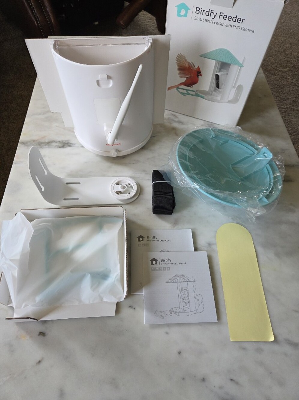NWT Never Used "Birdfy Feeder" Smart Bird Feeder with HD Camera - White & Teal